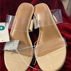 A New Day Women's Clear Strap and Beige Sandals